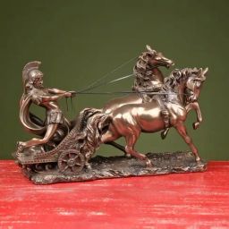 Ekaa Handicrafts Multicolour Bonded Bronze Roman Gladiator Chariot Pulled By 2 Horses Statue-image-42