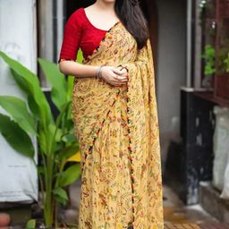 HERE&NOW Warli Printed Pure Georgette Saree-image-66
