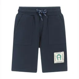 AIGNER Boys Solid Regular Fit High-Rise Cotton Jersey Shorts-4