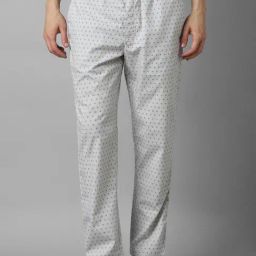 Louis Philippe Grey Cotton Slim Fit Printed Lounge Pants-image-33