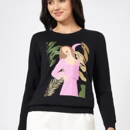 Honey by Pantaloons Black Graphic Sweatshirt-image-95