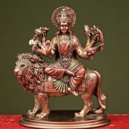 Ekaa Handicrafts Multicolour Bonded Bronze Goddess Durga Maa On Lion-34