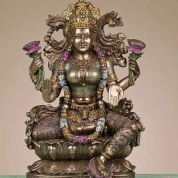 Ekaa Handicrafts Multicolour Bonded Bronze Laxmi On Lotus-35