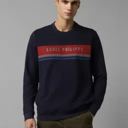 Louis Philippe Navy Regular Fit Printed Sweatshirt-image-77