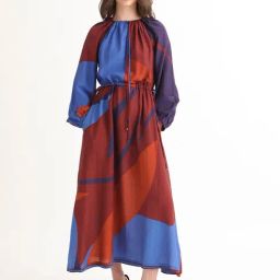 RAREISM Brown Polyester Printed Long Sleeves Dress-image-99