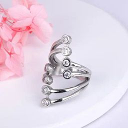 GIVA 925 Silver Zircon Studded Layered Ring for Women & Girls-image-7