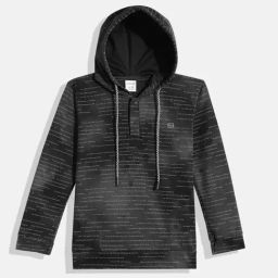 Cavio Boys Black Printed Hooded Sweatshirt-image-35