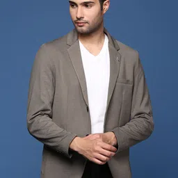 SHOWOFF Slim-Fit Cotton Single Breasted Blazer-image-54