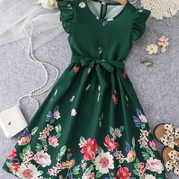 Billion Girls Floral Print V- Neck Flutter Sleeves Fit & Flare Midi Dress-7