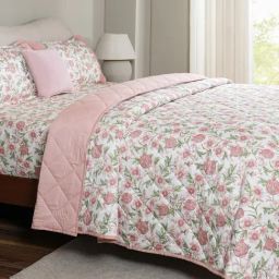 Maspar Pink Cotton Printed 200 TC King Flat Bedsheet Set-33