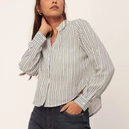 Moomaya White Striped Shirt-image-9