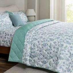 Maspar Blue Cotton Printed 200 TC King Flat Bedsheet Set-picture-10