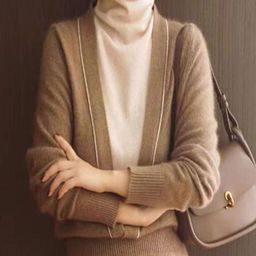 StyleCast Women Ribbed V-Neck Cotton Cardigan With Contrast Piping-picture-22