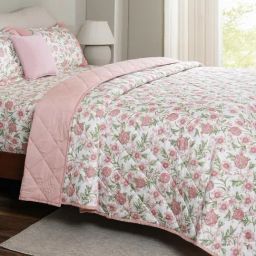 Maspar Pink Cotton Printed 200 TC Double Flat Bedsheet with 2 Pillow Covers-image-62