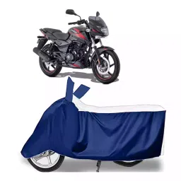 Auto Pearl Bike Cover for Bajaj Pulsar 150 (White & Blue)-image-91