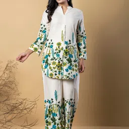 Readiprint Floral Printed Mandarin Collar Tunic With Palazzos-45