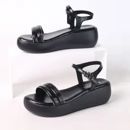 Monrow Women PU Open Toe Wedge Heel Sandals-49