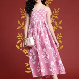 Anouk Floral Printed A-Line Ethnic Dress-image-41