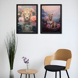 Giftii 2-Psc Brown & Blue Printed Wooden Framed Wall Art-image-12
