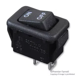 ZF Switch, Rocker, Spst, 3A, 250V, Black, PRK22J5DBBNN-46