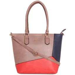 Elle Brown & Red Color Block Shoulder Handbag-picture-16