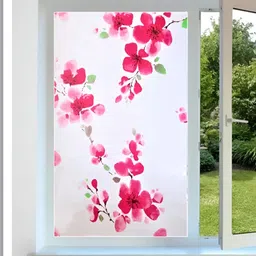 INDIAN ROYALS Red & Pink Floral Printed Self-Adhesive & Durable Window Sticker-image-75