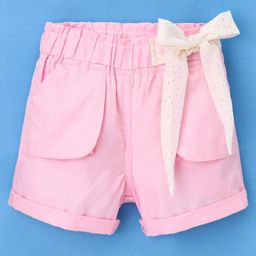 Little Kangaroos Mid Thigh Length Shorts with Bow Solid Color - Pink-image-95