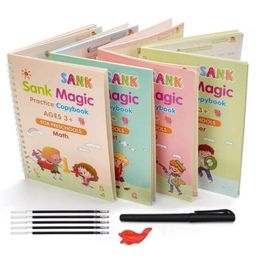 Fantasy India Magic Practice Copy Book for Kids 4Pcs Magic Book with Pens Calligraphy Books for Beginners Practice Magical Reusable Hand Writing Book - English-24