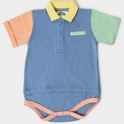 Mi Arcus 100% Cotton Half Sleeves Colour Blocked Tee - Blue-picture-22