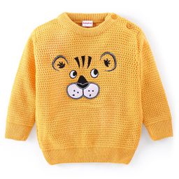 Babyhug 100% Acrylic Full Sleeves Pullover Sweater with Tiger Print - Mustard-image-25