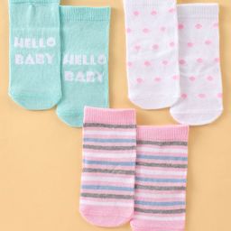 Bonjour Ankle Length Cotton Socks Pack of 3 (Color May Vary)-image-87