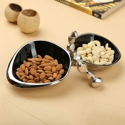 De Maison Decor Stones Servingware Jet Black enamle - Double Bowl Platter-image-22