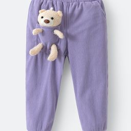 Kookie Kids Full Length  Lounge Pant with Bear Applique  - Lavender-image-40