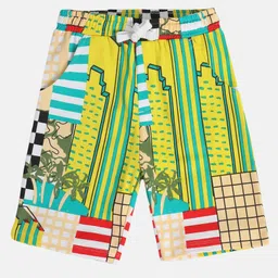 MINI KLUB Cotton Abstract Printed Shorts - Green-picture-11