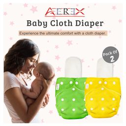 AEREX Reusable Baby Cloth Diapers For 6 Months to 3 Years With White Insert Pads Leak Proof Washable Diapers For New Born Babies Adjustable Pocket Cloth Diaper Nappies (Multicolor, Pack of 2)-image-71