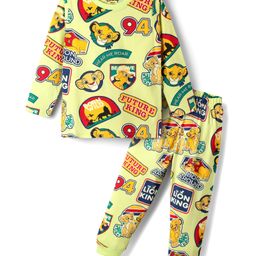 Babyhug Disney Single Jersey Knit Full Sleeves Night Suit with Lion King Graphics - Yellow-image-30