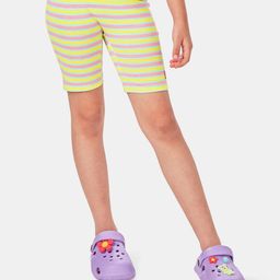 Plan B Cotton Elastane Striped Cycling Shorts - Multi Colour-image-44
