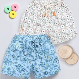 Biskid Sinker Pack Of 2 Floral Printed Shorts - Multi Colour & Blue-image-57