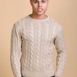 Dzant Men Self Design Cable Knit Pullover Sweaters-image-16