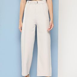 Roadster Womens Casual Wear Light Grey Colour Solid Crepe Pant-image-63