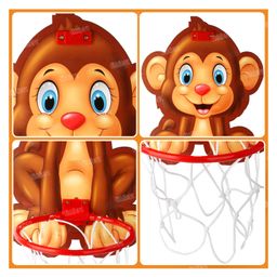 Fiddlerz Monkey Theme Basketball for Kids Game Play Set with Adjustable Wall Mounted Hanging Board & Hoop image 2