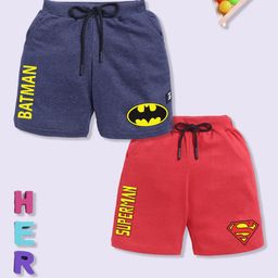 YK X Minute Mirth Boys Assorted Pack Of 2 Superman Printed Cotton Shorts-image-57