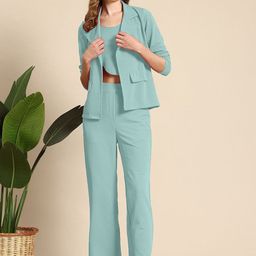 Mast & Harbour V-Neck Sleeveless Top & Jacket With Trousers Co-Ords-image-108