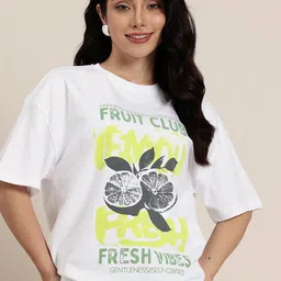HERE&NOW Relaxed Fit Graphic Printed Pure Cotton T-shirt-picture-36