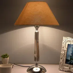 Homesake Silver Classic Cubist Chrome Lamp with Golden Shade (Bulb Included) - Set of 1-38