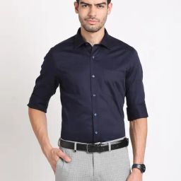 Turtle Blue Cotton Slim Fit Shirt-picture-6