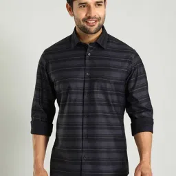 Indian Terrain Black Regular Fit Striped Shirt-picture-26