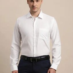 Turtle White Cotton Slim Fit Dobby Shirt-picture-45