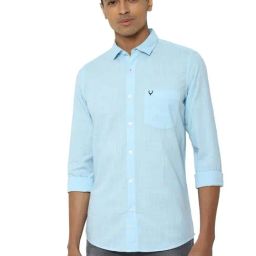 Allen Solly Blue Cotton Slim Fit Self Pattern Shirt-image-45
