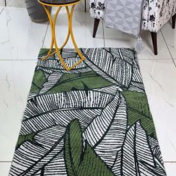 Saral Home Green & Grey Polyester Kera Modern Soft Pile Carpet-5